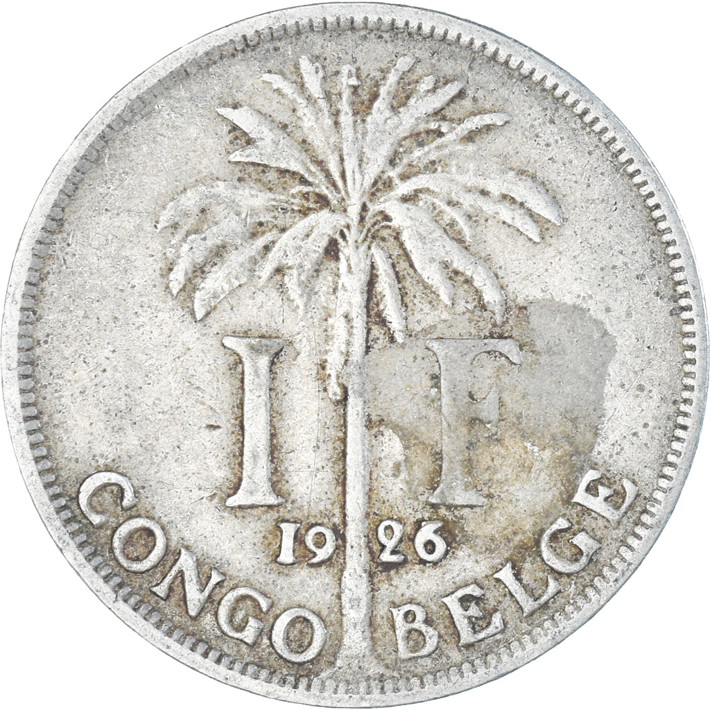 Coin, Belgian Congo, Albert I, Franc, 1926, EF(40-45), Copper-nickel, KM:20