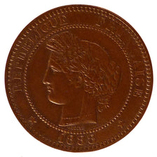FRANCE, Cérès, 10 Centimes, 1888, Paris, KM #815.1, AU(55-58), Bronze, Gadoury #