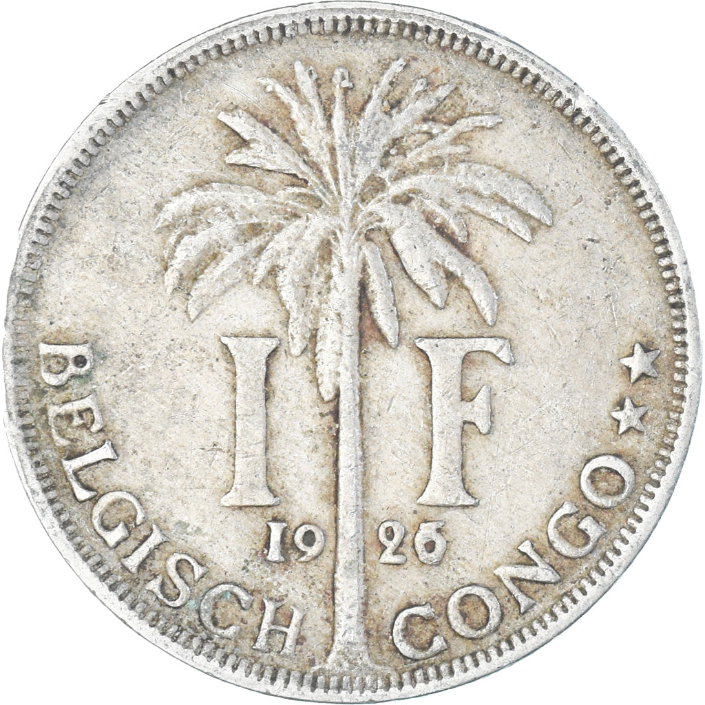 Coin, Belgian Congo, Albert I, Franc, 1926, EF(40-45), Copper-nickel, KM:21