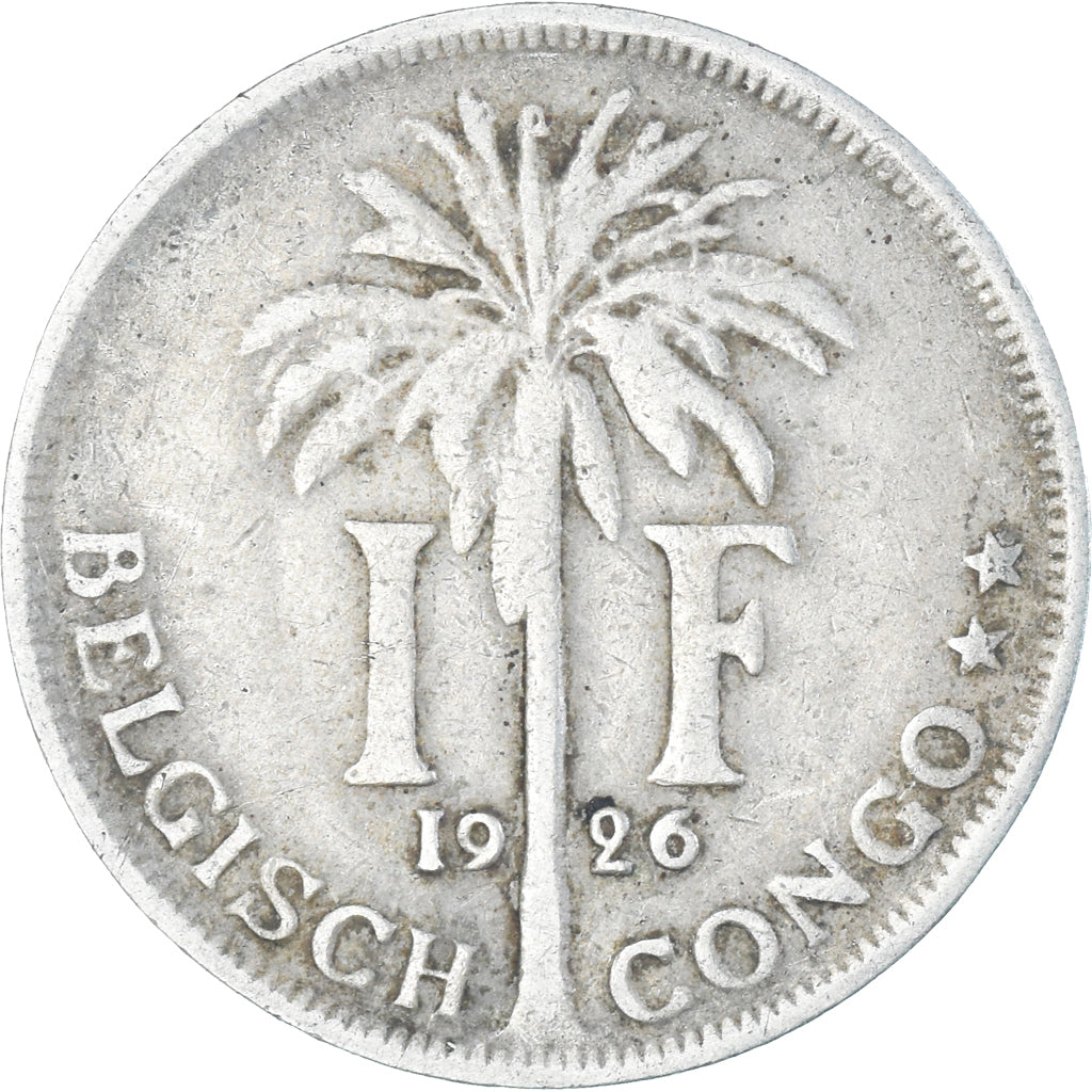 Coin, Belgian Congo, Albert I, Franc, 1926, VF(30-35), Copper-nickel, KM:21