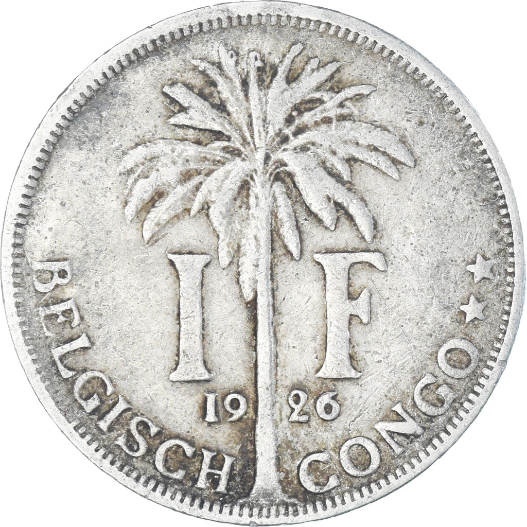 Coin, Belgian Congo, Albert I, Franc, 1926, VF(20-25), Copper-nickel, KM:21