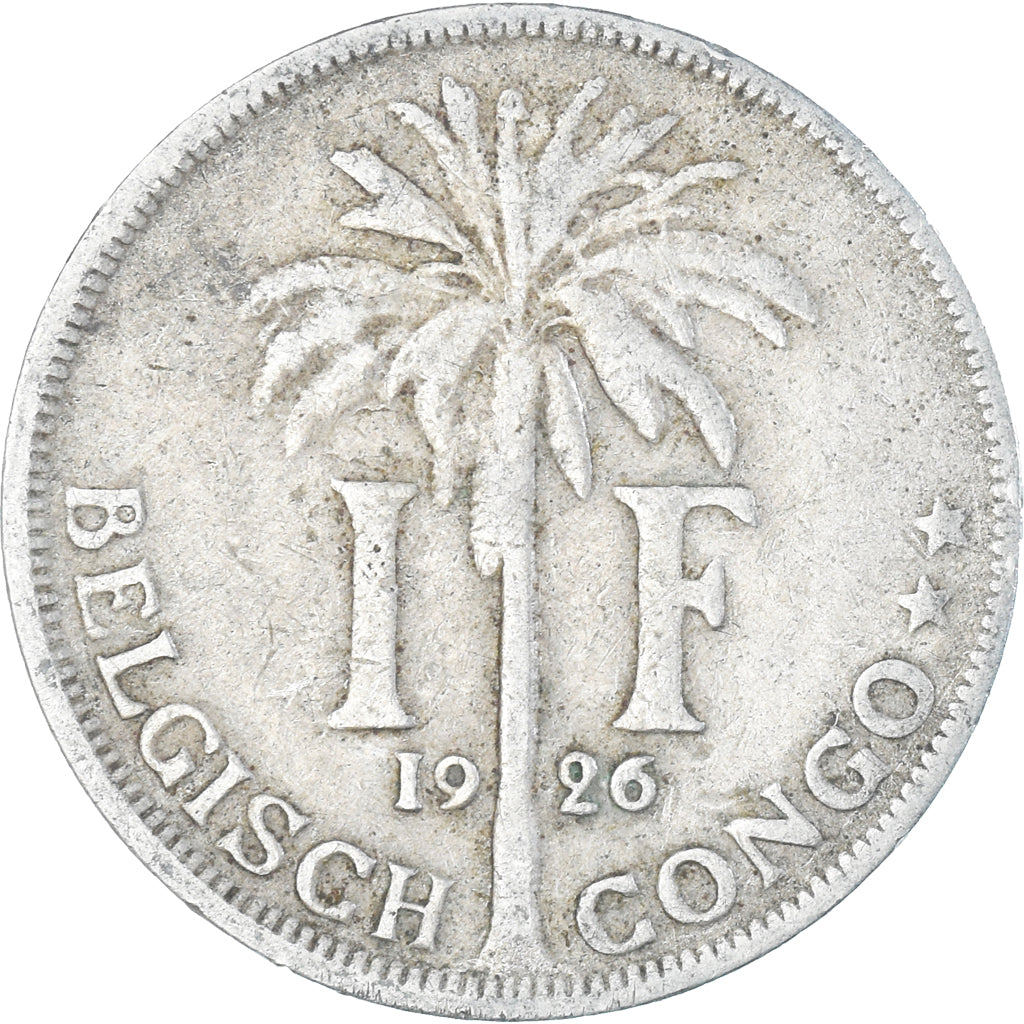 Coin, Belgian Congo, Albert I, Franc, 1926, VF(20-25), Copper-nickel, KM:21
