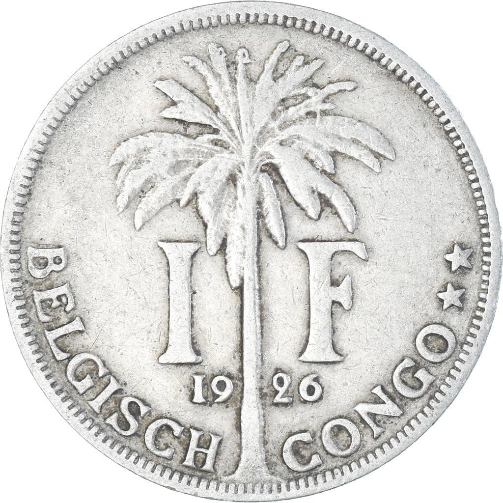 Coin, Belgian Congo, Albert I, Franc, 1926, VF(30-35), Copper-nickel, KM:21