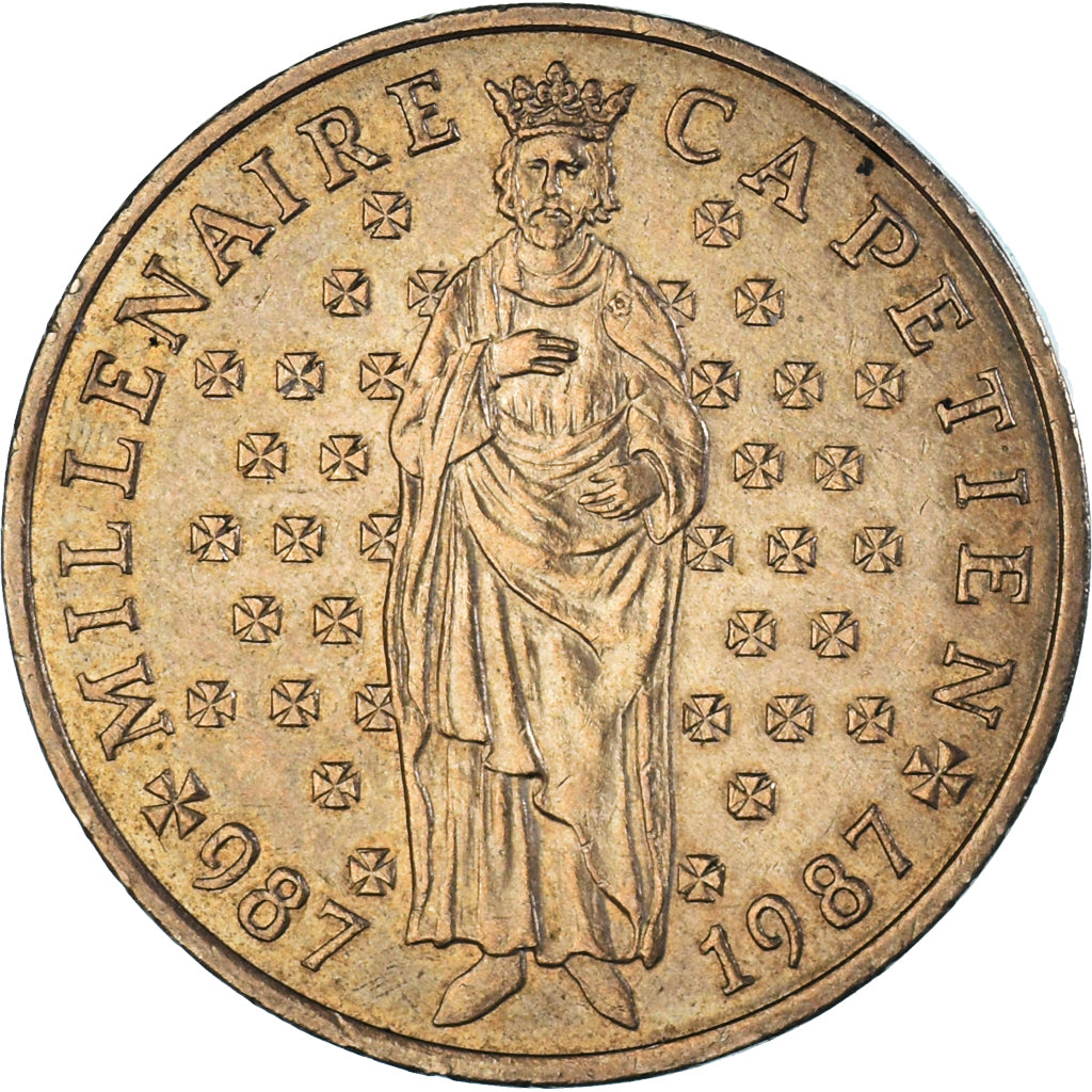 Moneda, Francia, Hugues Capet, 10 Francs, 1987, MBC+, Níquel - bronce, KM:961d