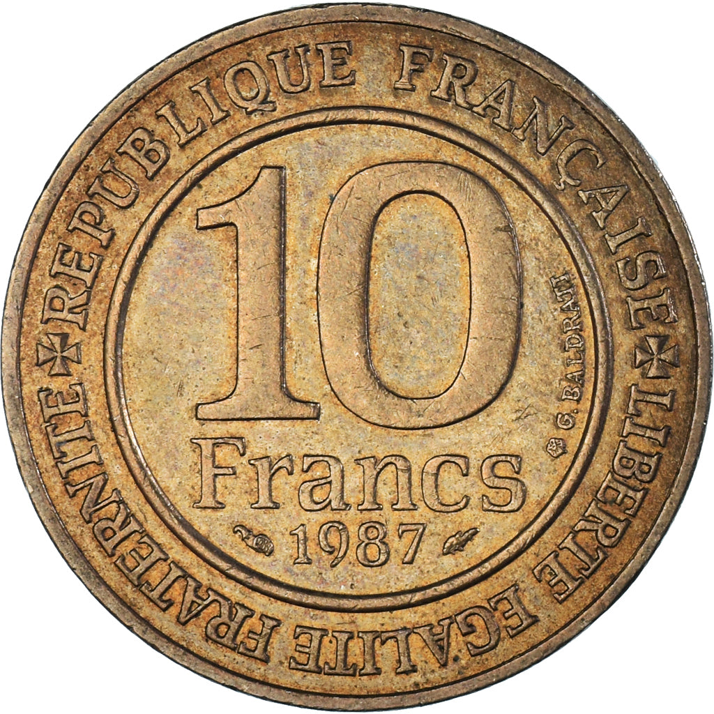 Moneda, Francia, Hugues Capet, 10 Francs, 1987, MBC, Níquel - bronce, KM:961d
