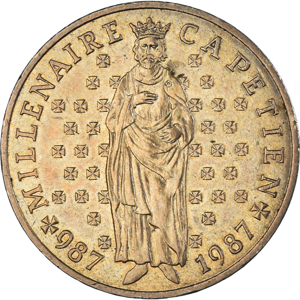 Moneda, Francia, Hugues Capet, 10 Francs, 1987, MBC+, Níquel - bronce, KM:961d
