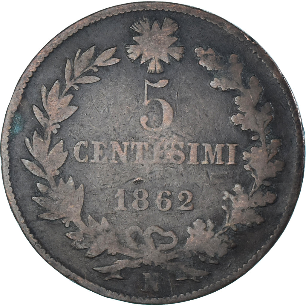 Münze, Italien, Vittorio Emanuele II, 5 Centesimi, 1862, Naples, S, Kupfer