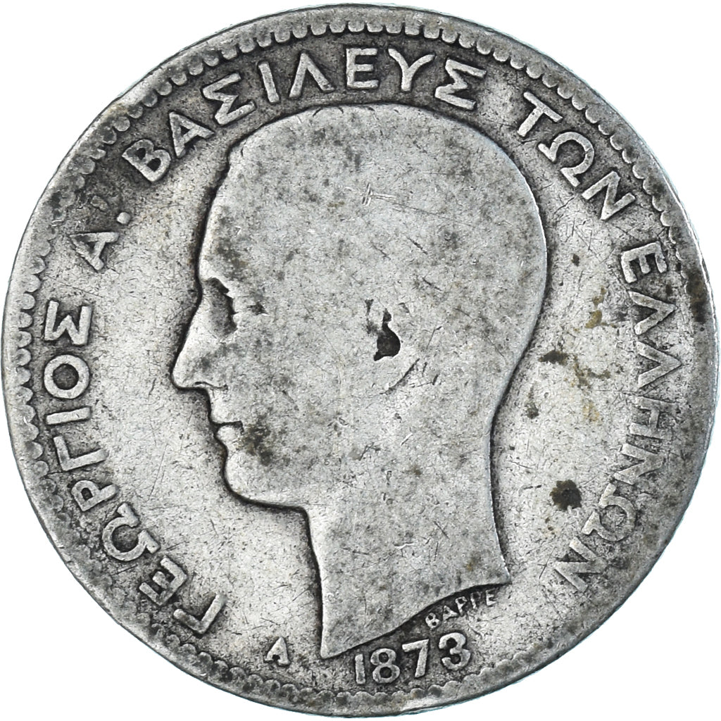Coin, Greece, George I, Drachma, 1873, Paris, F(12-15), Silver, KM:38