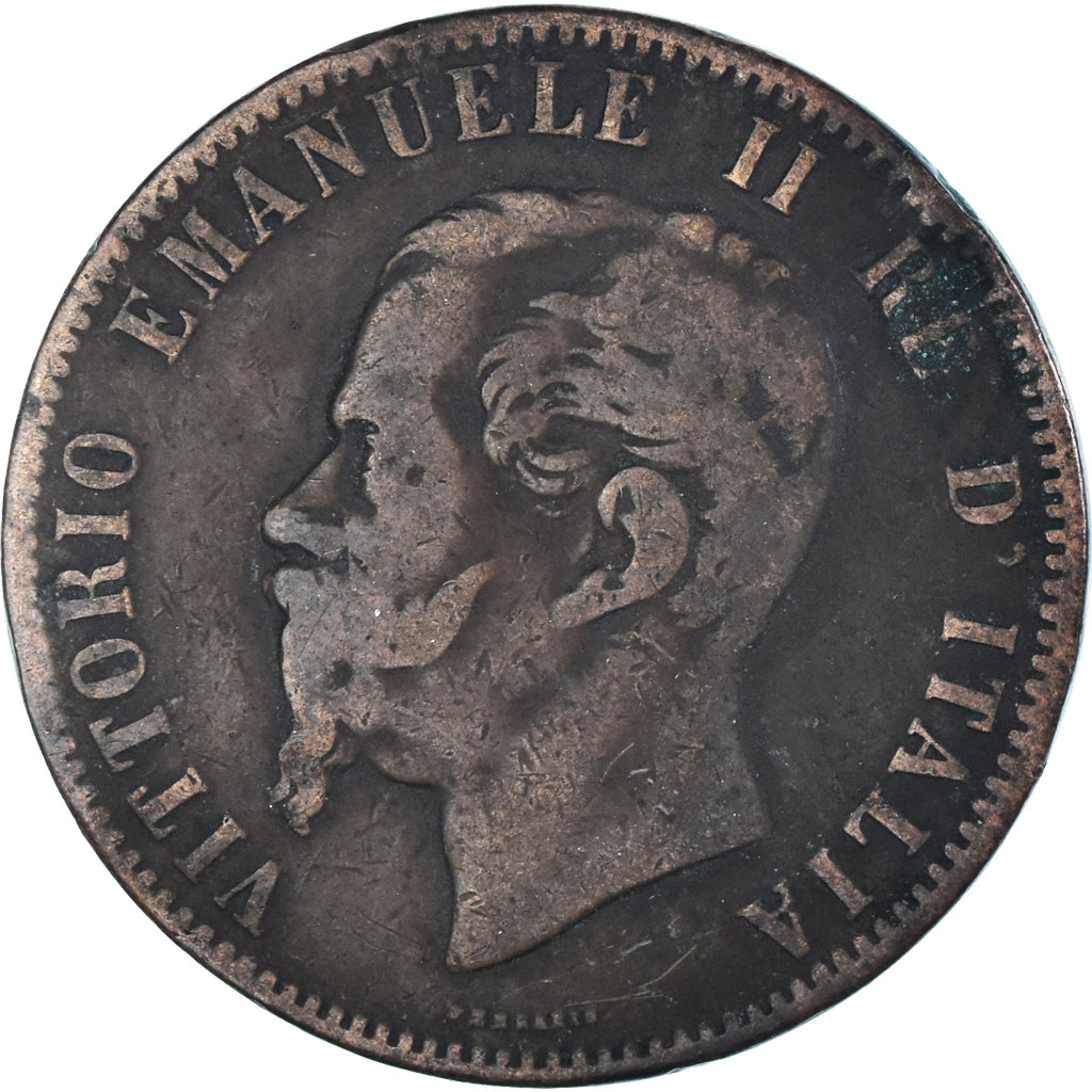 Moneta, Włochy, Vittorio Emanuele II, 10 Centesimi, 1862, F(12-15), Miedź
