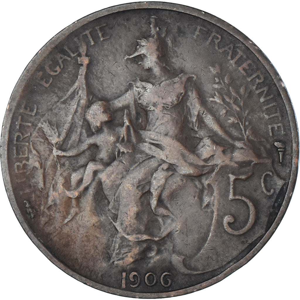 Moeda, França, Dupuis, 5 Centimes, 1906, Paris, VF(30-35), Bronze, KM:842