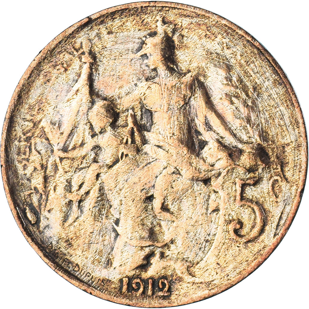 Moneda, Francia, Dupuis, 5 Centimes, 1912, Paris, BC+, Bronce, KM:842