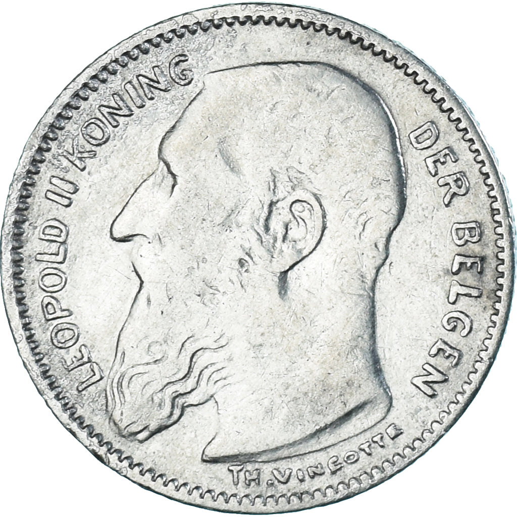 Coin, Belgium, Leopold II, 50 Centimes, 1907, Brussels, VF(30-35), Silver
