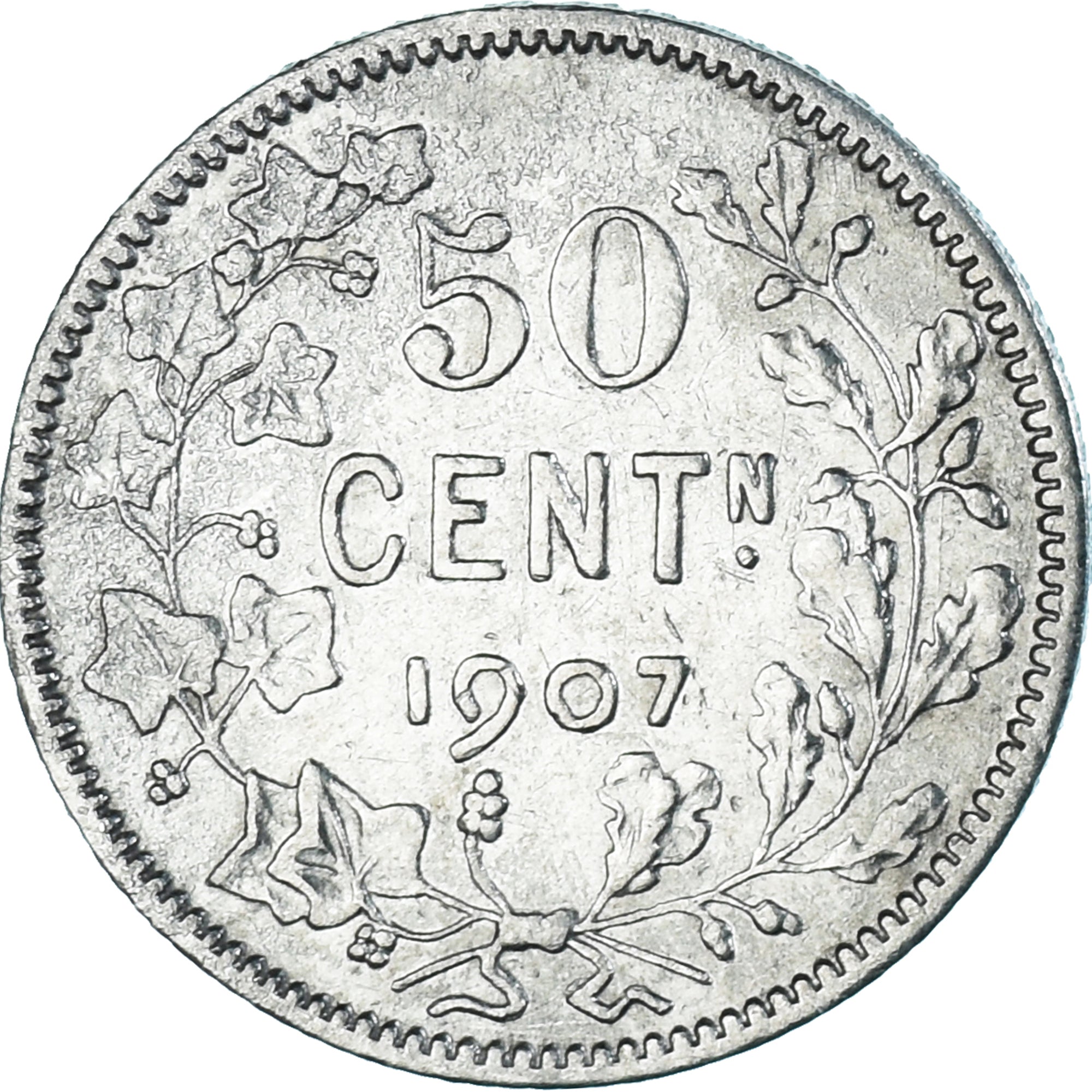 Coin, Belgium, Leopold II, 50 Centimes, 1907, Brussels, VF(30-35), Silver