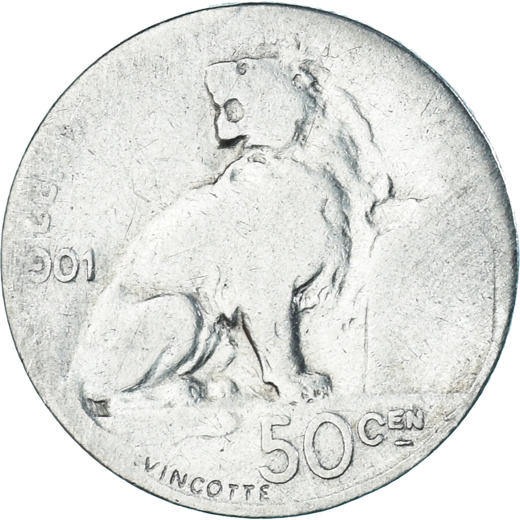 Coin, Belgium, Leopold II, 50 Centimes, 1901, Brussels, F(12-15), Silver, KM:51