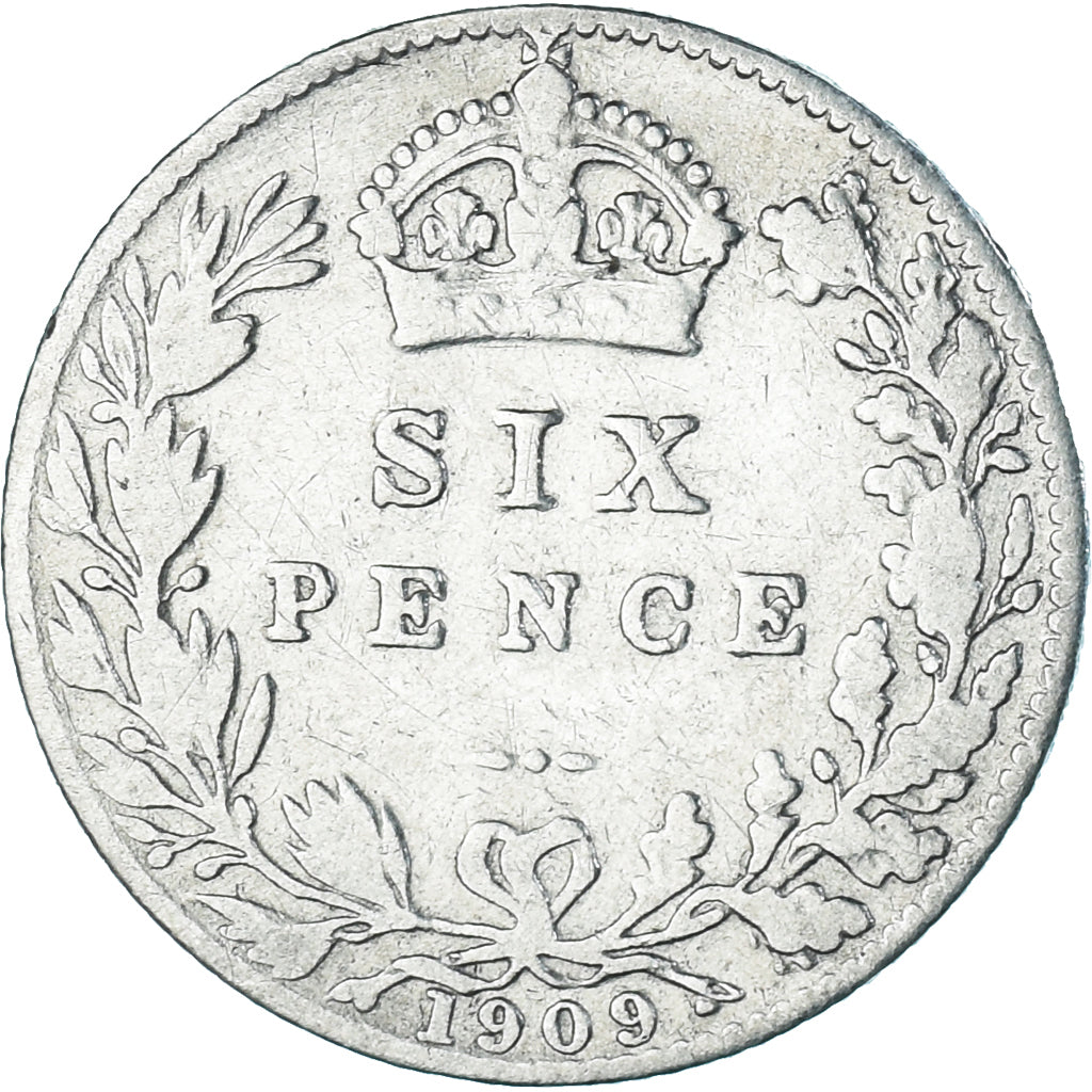 Coin, Great Britain, Edward VII, 6 Pence, 1909, VF(30-35), Silver, KM:799
