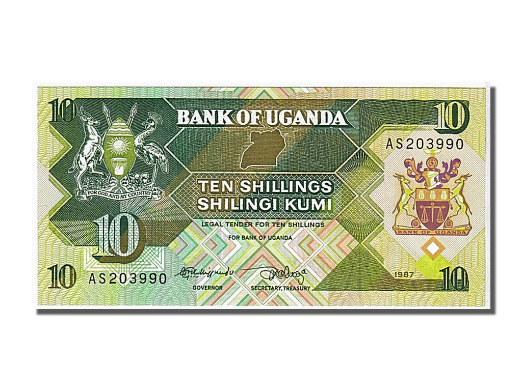 Biljet, Oeganda, 10 Shillings, 1987, NIEUW