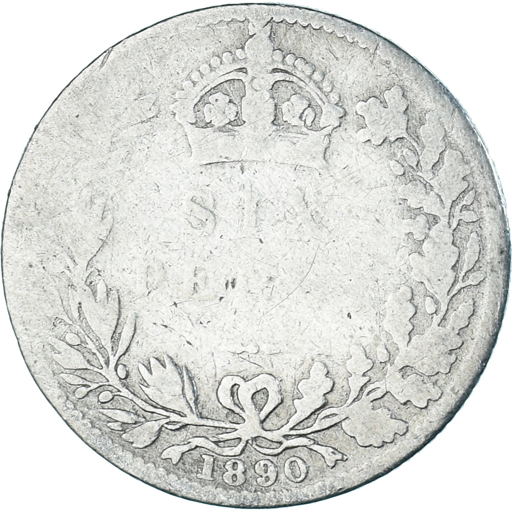 Monnaie, Grande-Bretagne, Victoria, 6 Pence, 1890, B+, Argent, KM:760
