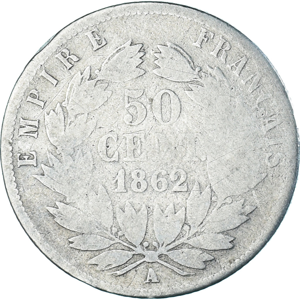 Monnaie, France, Napoleon III, 50 Centimes, 1862, Paris, B
