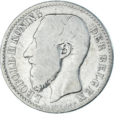 Coin, Belgium, Leopold II, Franc, 1886, Brussels, VF(20-25), Silver, KM:29.1