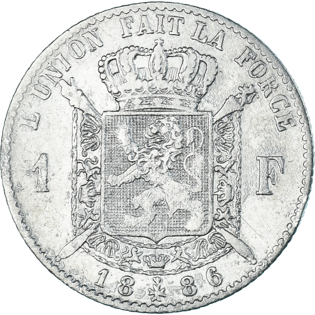 Coin, Belgium, Leopold II, Franc, 1886, Brussels, VF(30-35), Silver, KM:29.1