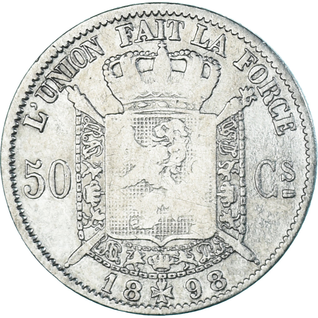 Coin, Belgium, Leopold II, 50 Centimes, 1898, Brussels, VF(30-35), Silver, KM:26