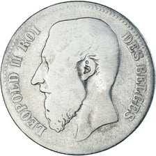 Monnaie, Belgique, Leopold II, 2 Francs, 2 Frank, 1866, Bruxelles, B+, Argent