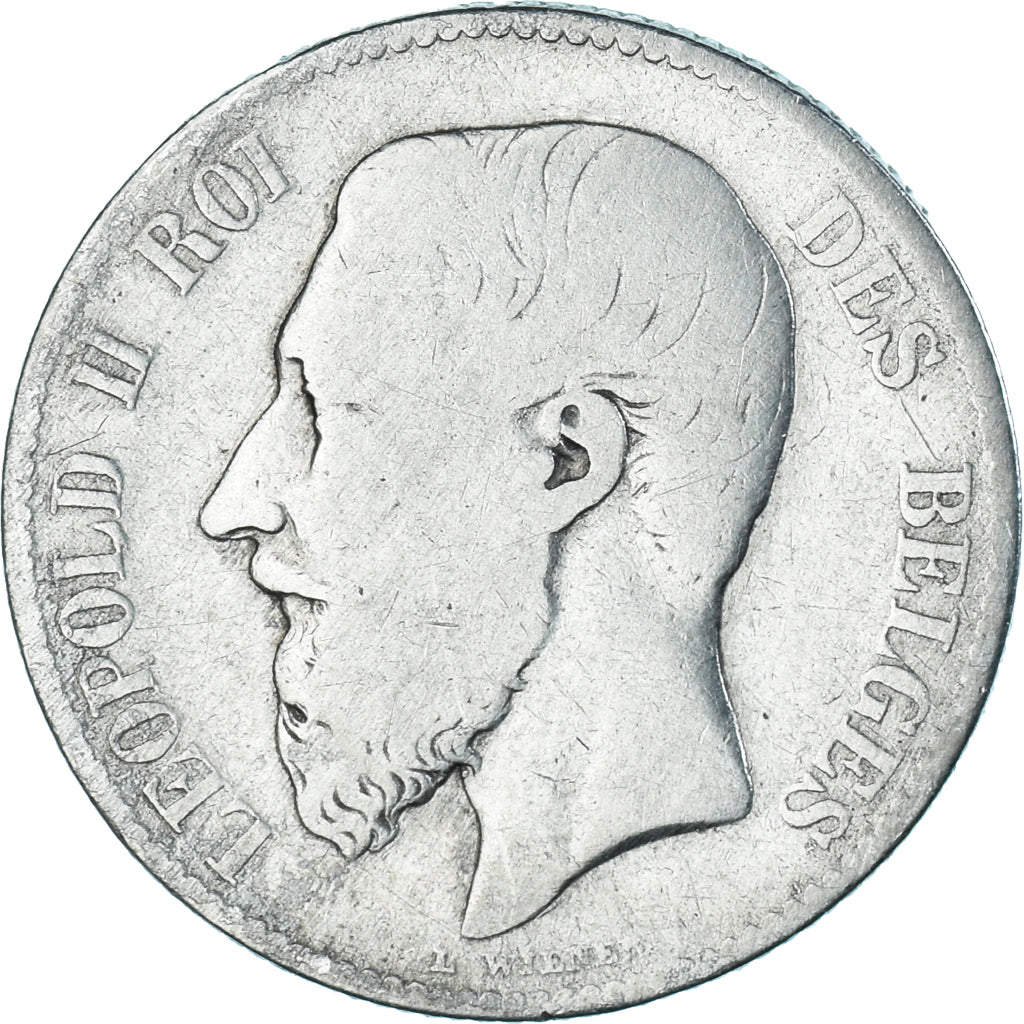 Coin, Belgium, Leopold II, 2 Francs, 2 Frank, 1867, Brussels, VF(20-25), Silver