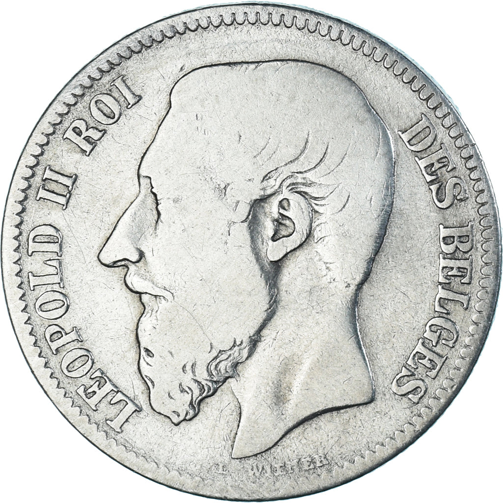 Coin, Belgium, Leopold II, 2 Francs, 2 Frank, 1867, Brussels, VF(20-25), Silver