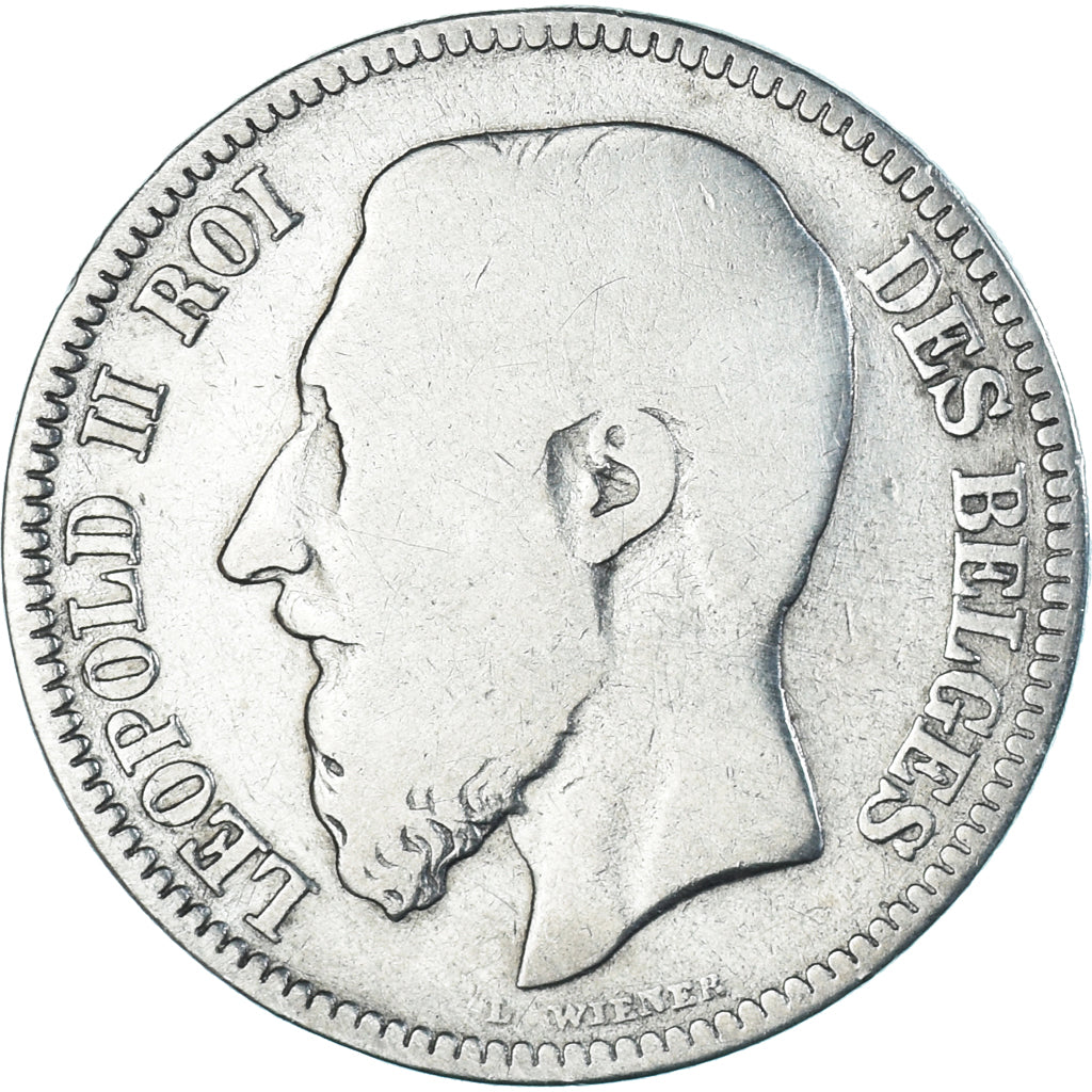 Coin, Belgium, Leopold II, 2 Francs, 2 Frank, 1867, Brussels, F(12-15), Silver
