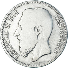 Coin, Belgium, Leopold II, 2 Francs, 2 Frank, 1867, Brussels, F(12-15), Silver