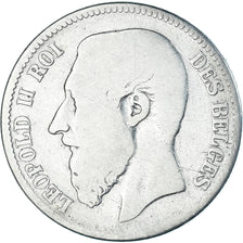 Coin, Belgium, Leopold II, 2 Francs, 2 Frank, 1867, Brussels, VF(20-25), Silver
