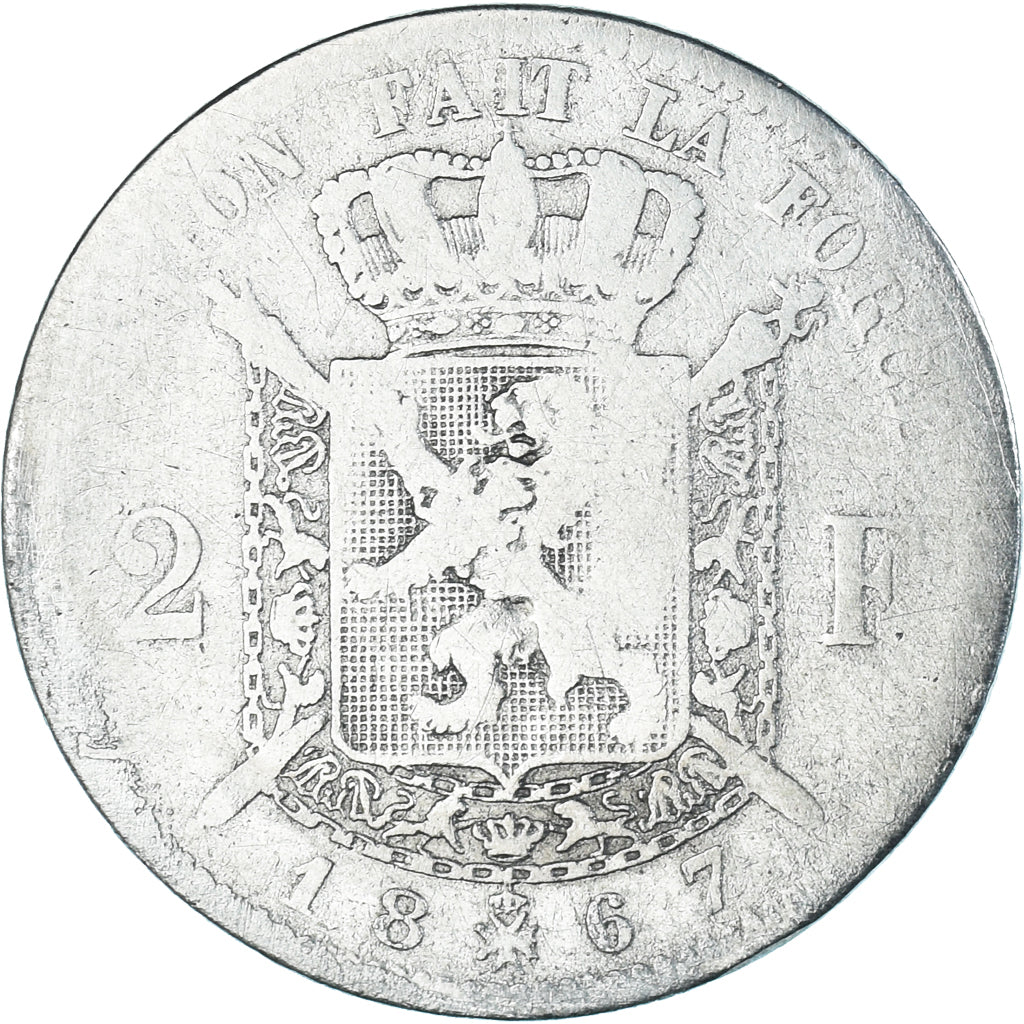 Münze, Belgien, Leopold II, 2 Francs, 2 Frank, 1867, Brussels, SGE+, Silber
