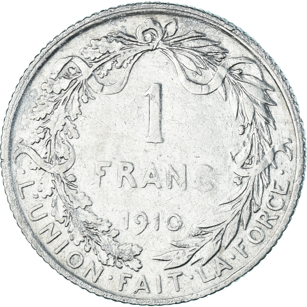 Coin, Belgium, Albert I, Franc, 1910, Brussels, EF(40-45), Silver, KM:72