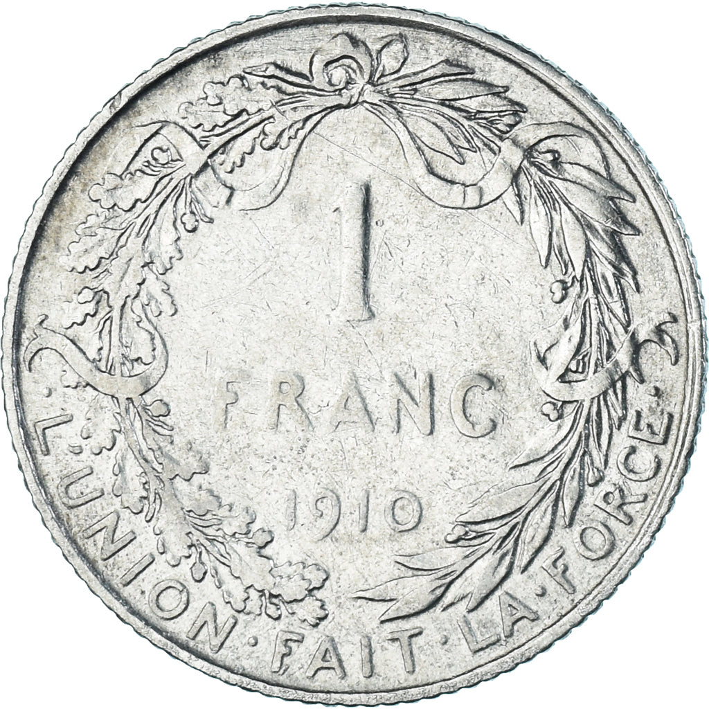 Coin, Belgium, Albert I, Franc, 1910, Brussels, EF(40-45), Silver, KM:72