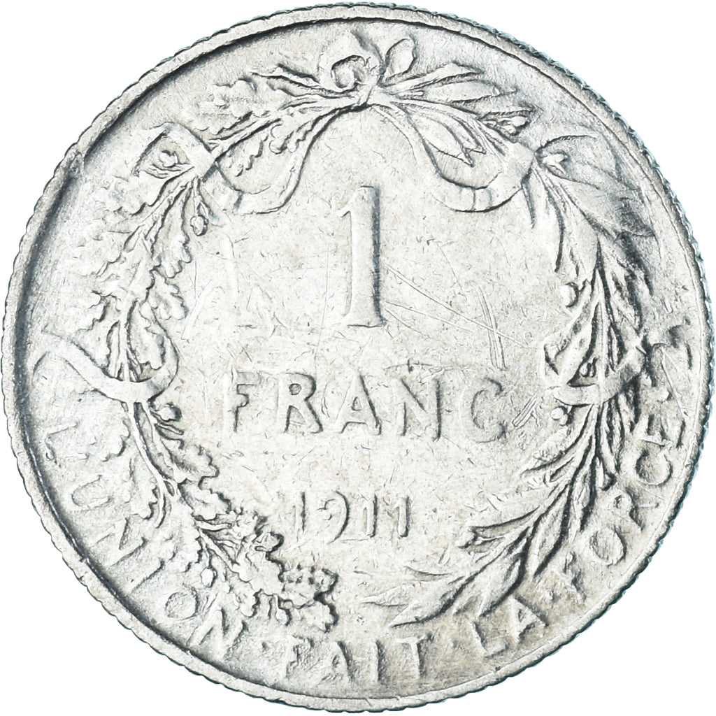 Coin, Belgium, Albert I, Franc, 1911, Brussels, EF(40-45), Silver, KM:72