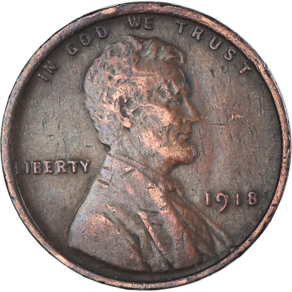Coin, United States, Lincoln, Cent, 1918, Philadelphia, EF(40-45), Brass, KM:132
