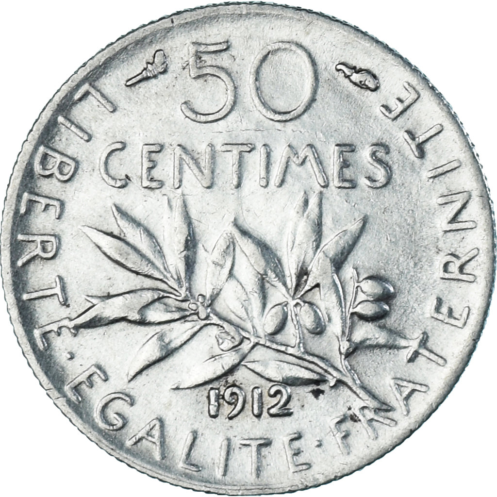 Monnaie, France, Semeuse, 50 Centimes, 1912, Paris, TTB, Argent, Gadoury:420