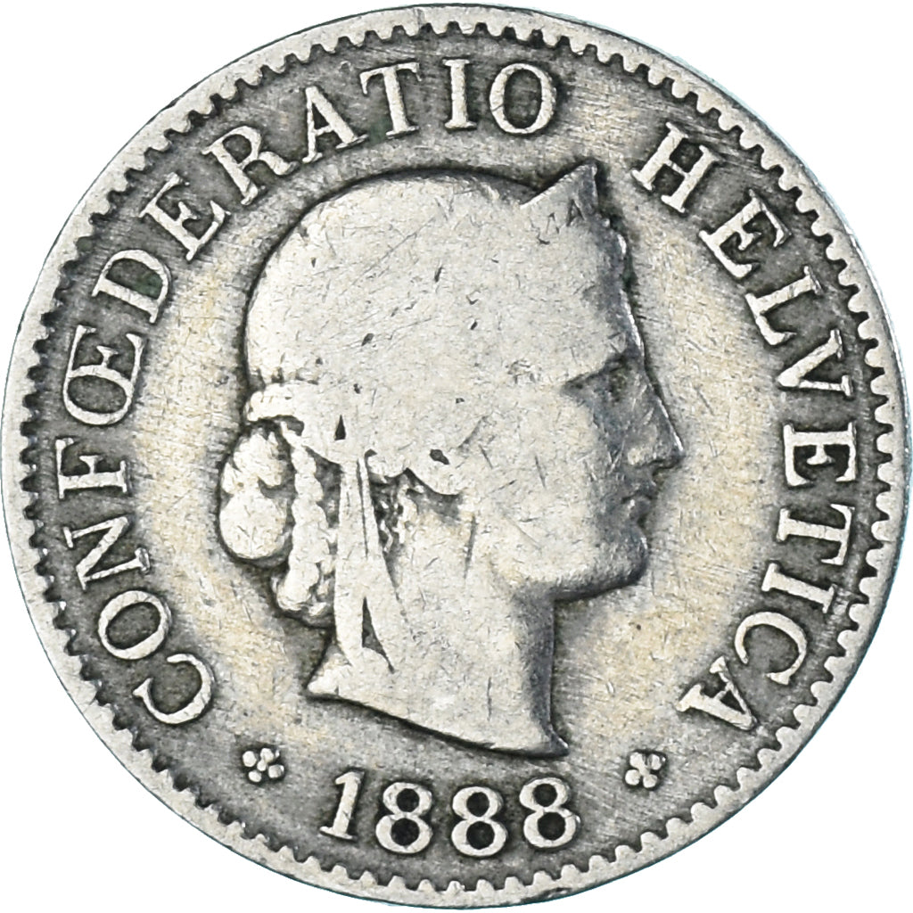 Münze, Schweiz, 5 Rappen, 1888, Bern, S+, Kupfer-Nickel, KM:26