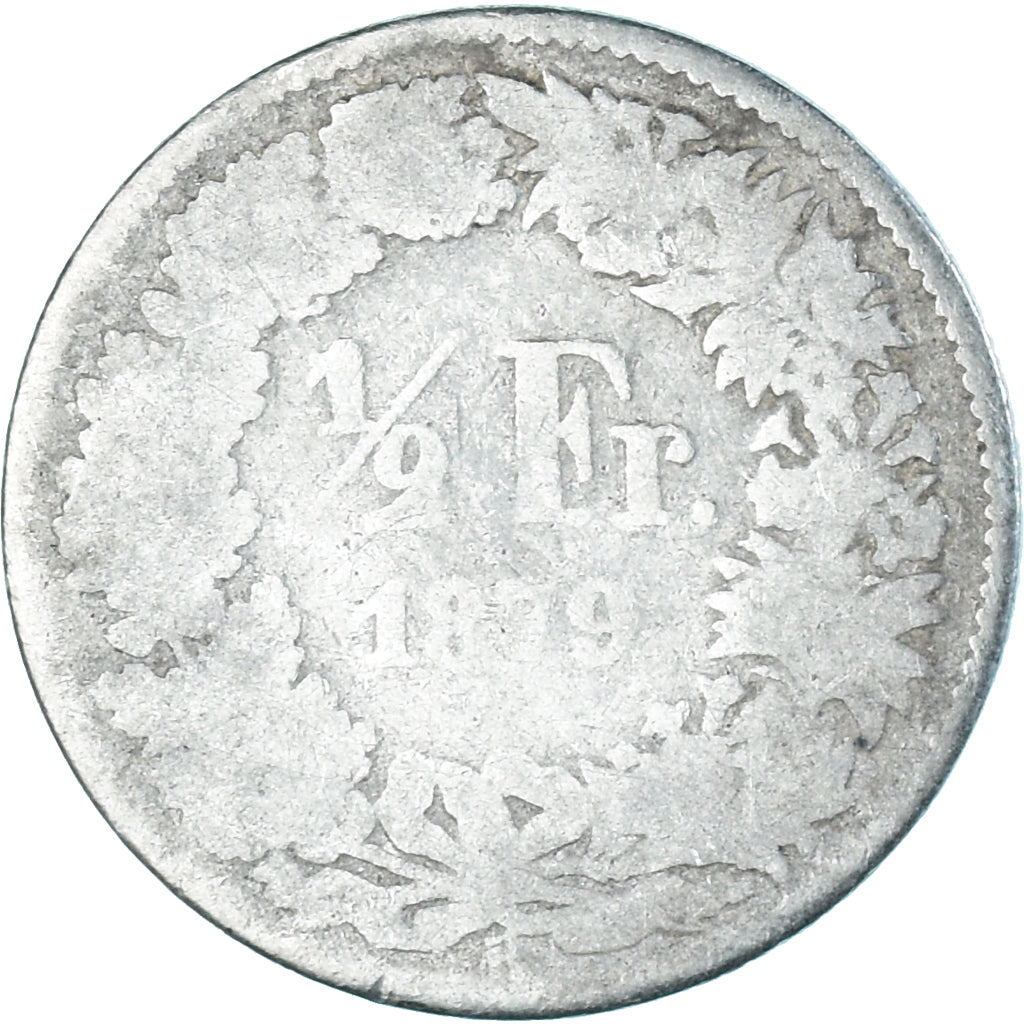 Coin, Switzerland, 1/2 Franc, 1879, Bern, VG(8-10), Silver, KM:23