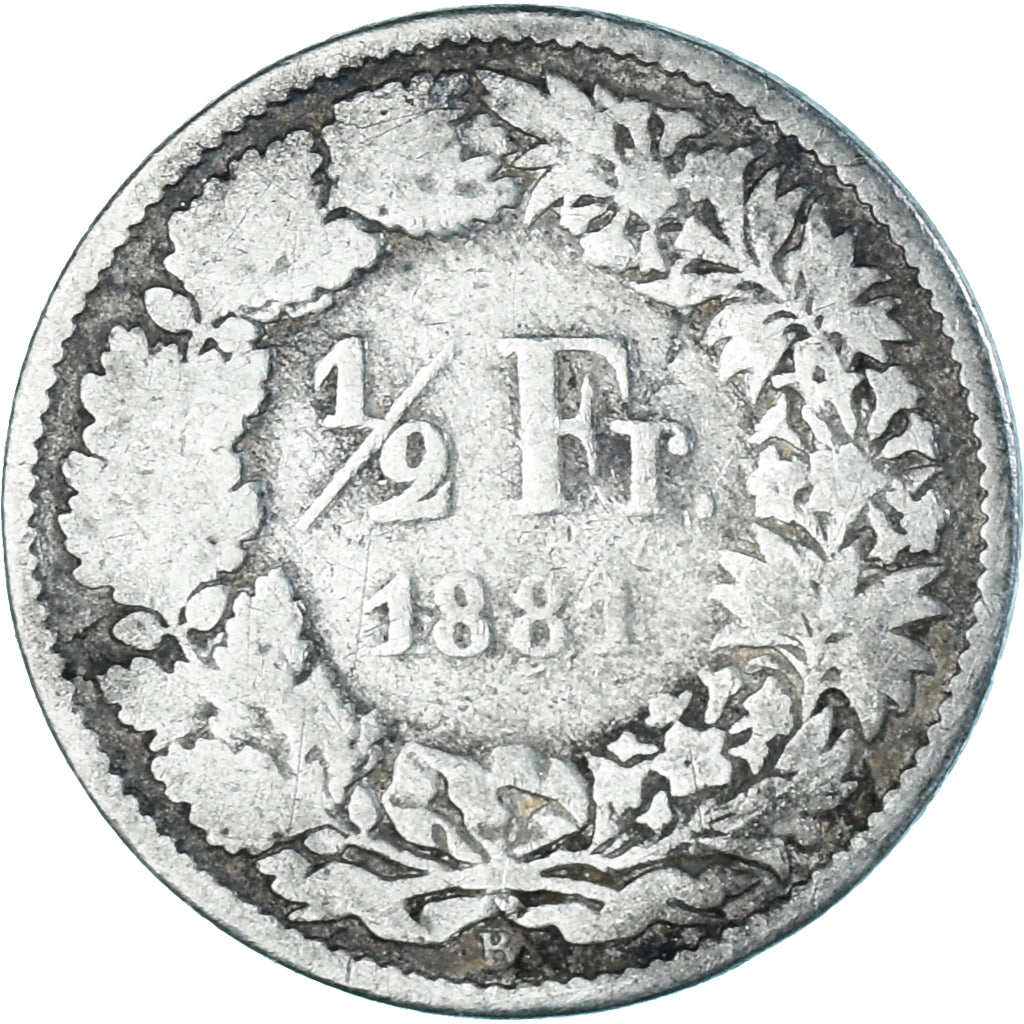 Coin, Switzerland, 1/2 Franc, 1881, Bern, F(12-15), Silver, KM:23