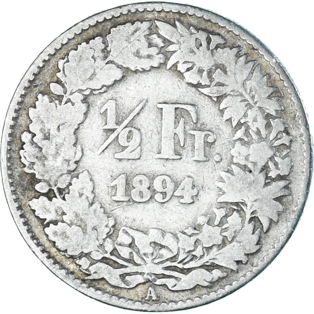 Münze, Schweiz, 1/2 Franc, 1894, Paris, Rare, S, Silber, KM:23