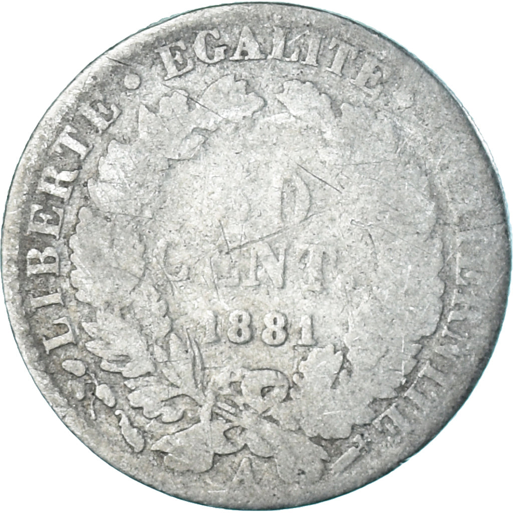 Monnaie, France, Cérès, 50 Centimes, 1881, Paris, B, Argent, Gadoury:419a