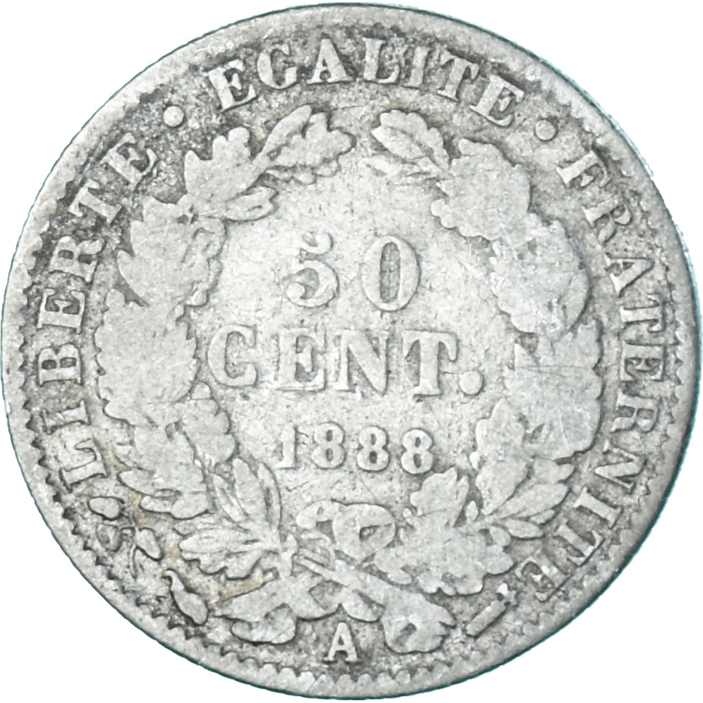 Münze, Frankreich, Cérès, 50 Centimes, 1888, Paris, SGE+, Silber, KM:834.1