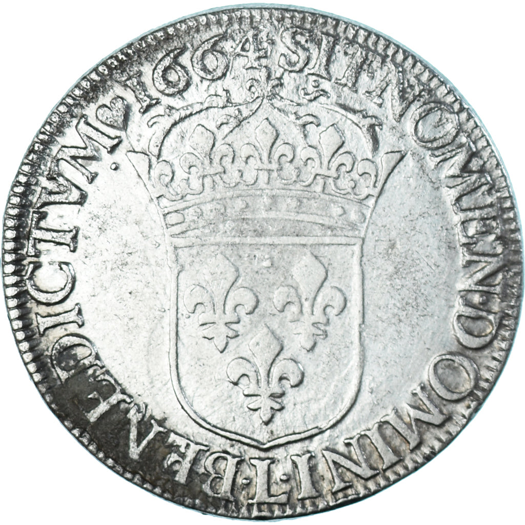 Moeda, França, Louis XIV, Écu au buste juvénile, Ecu, 1664, Bayonne