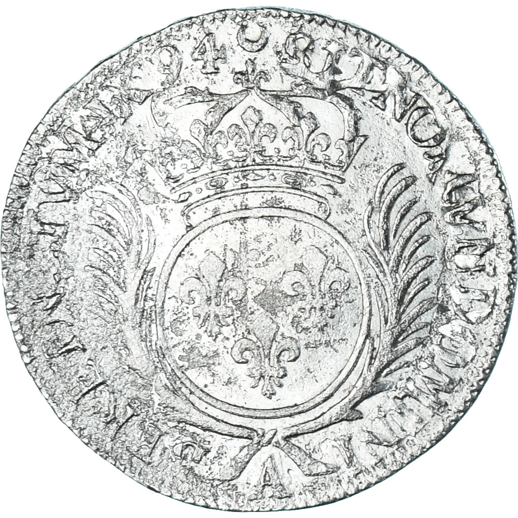 Moeda, França, Louis XIV, 1/2 Écu aux palmes, 1/2 Ecu, 1694, Paris, réformé