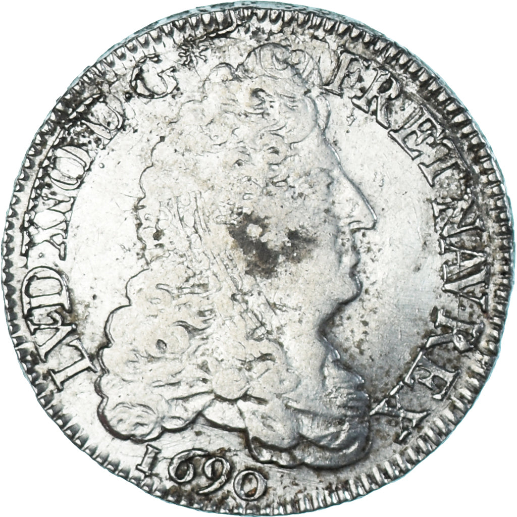 Moneta, Francia, Louis XIV, 1/2 Écu aux 8 L, 1/2 Ecu, 1690, Paris, réformé