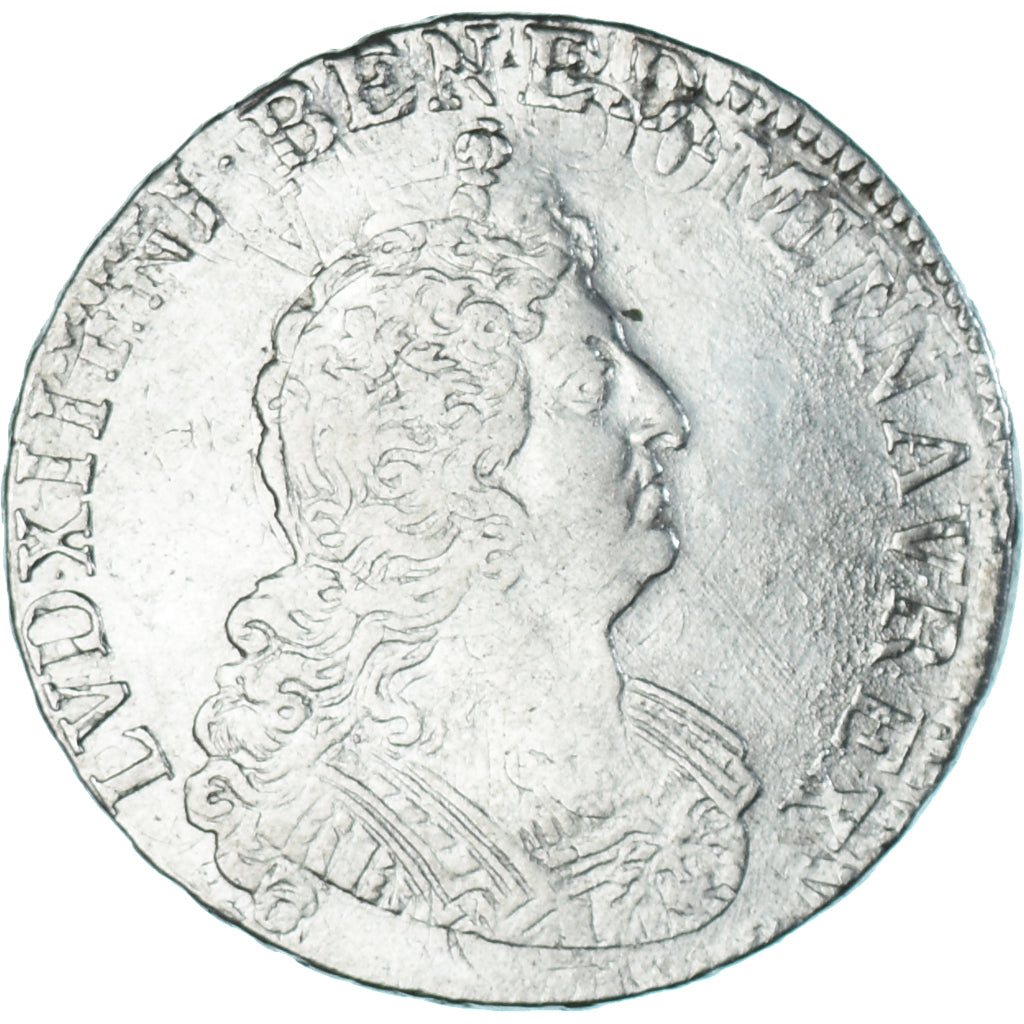 Moeda, França, Louis XIV, 1/2 écu aux 8L, 2e type, 1704, Lyon, réformé