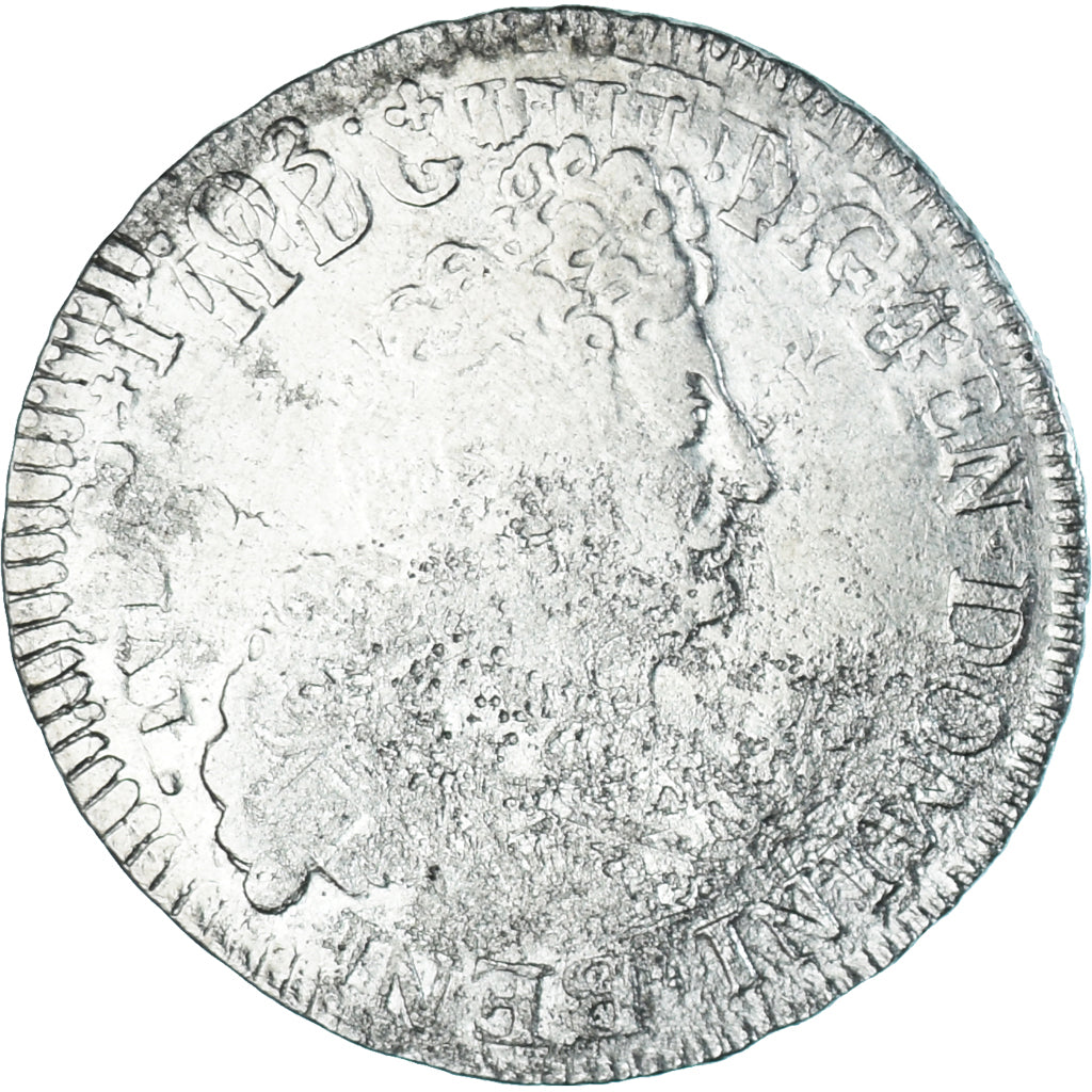 Moneta, Francja, Louis XIV, 1/2 écu aux 8L, 2e type, Lyon, réformé, F(12-15)