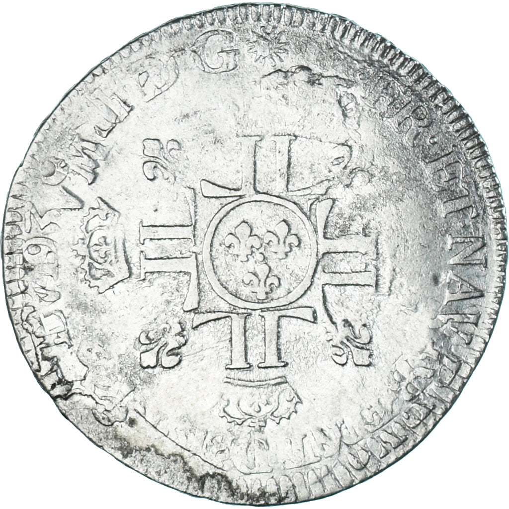Moneta, Francja, Louis XIV, 1/2 écu aux 8L, 2e type, Lyon, réformé, F(12-15)