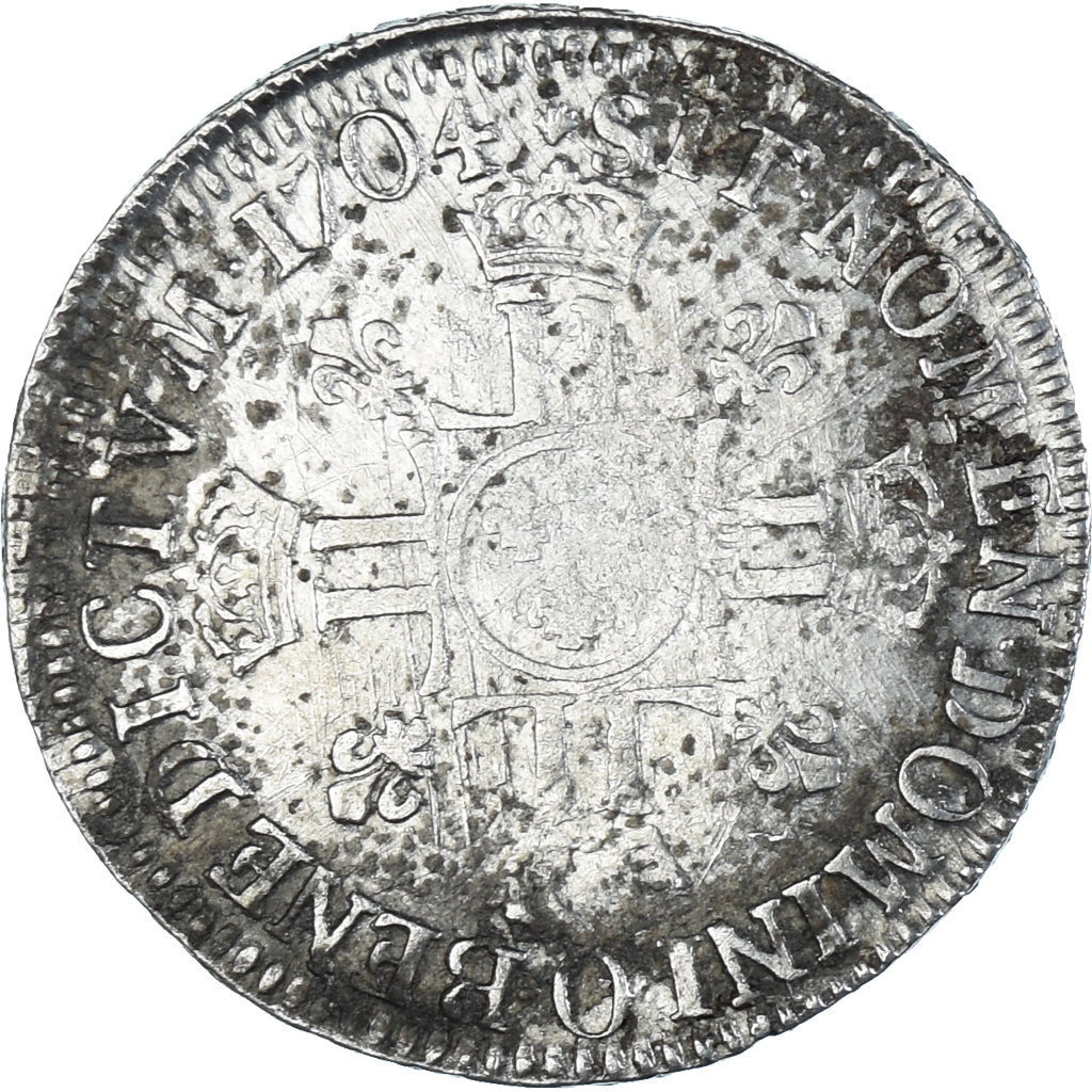 Munten, Frankrijk, Louis XIV, 1/2 Écu aux 8L 2e type, 1/2 ECU, 45 Sols, 1704